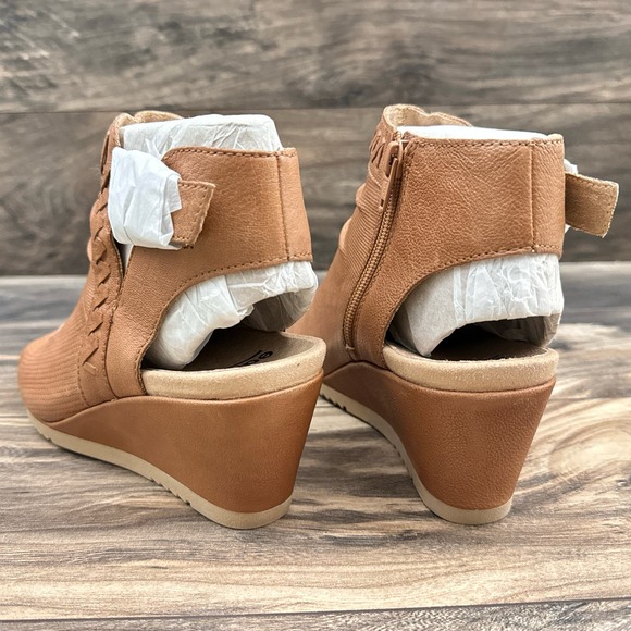 NIB Earth Attalea Bonaire 8M Peep Toe Open Heel Wedge Bootie Sandal Ginger - Picture 7 of 12